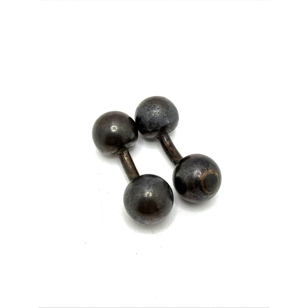 Antique Sterling Silver Ball Cufflinks 1"